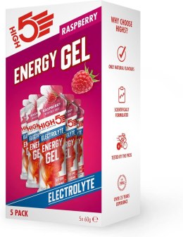 High5 Energy Gel Electrolyte Raspberry x5 zestaw 5 żeli energetyczny z elektrolitami o smaku malinowym 60 g