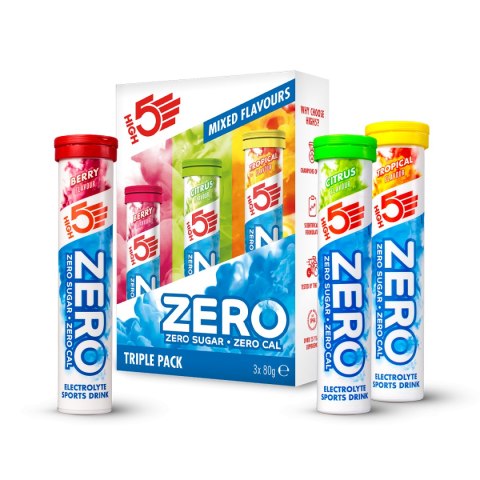 High5 Zero Electrolyte Sports Drink Triple Pack Berry, Citrus, Tropical - zestaw 3 napójów z elektrolitami 3 x 20 x 4 g High5 Zero Electrolyte Sports Drink Triple Pack Berry, Citrus, Tropical - zestaw 3 napójów z elektrolitami 3 x 20 x 4 g