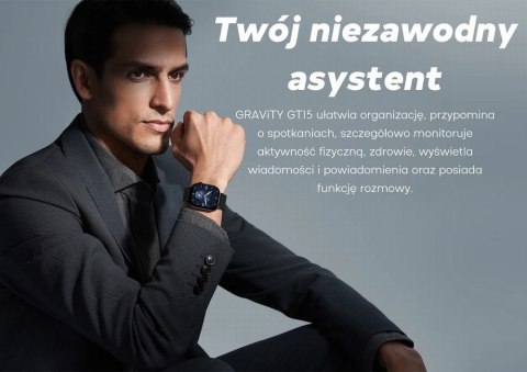Smartwatch Damski GRAVITY GT15-11 Granatowy Pasek Silikonowy + Złota Bransoleta Smartwatch Damski GRAVITY GT15-11 Granatowy Pasek Silikonowy + Złota Bransoleta